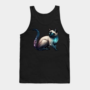 Siamese Cat With Galaxy Full of Stars Tank Top